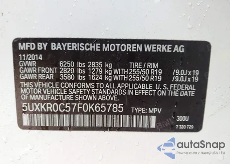 2015 BMW X5 xDrive35I z USA, uszkodzony, nr VIN 5UXKR0C57F0K65785
